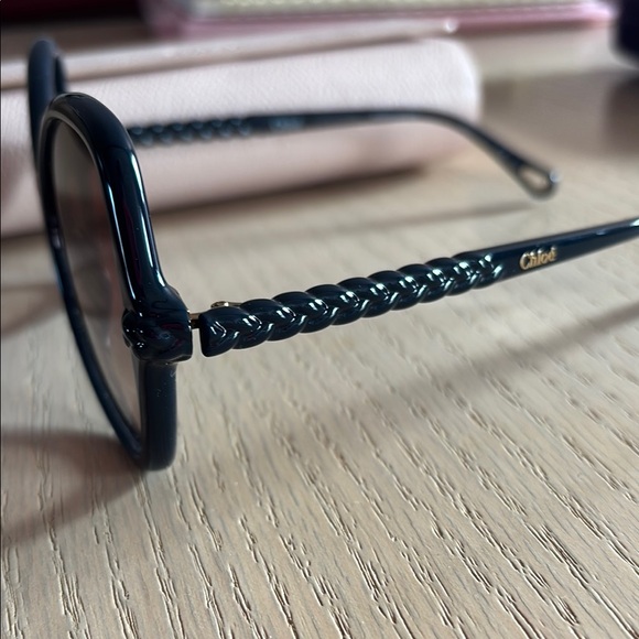 Chloe Blue and Gold Oversized Cat-Eye Sunglasses - Picture 2 of 4